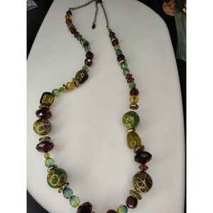 Beautiful Danish Design Pilgrim glass beaded necklace rhinestone gold spacer